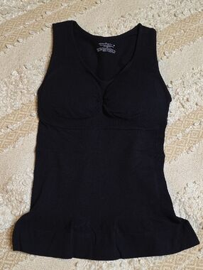 Shapermint Black Seamless Tank with Built-In Shelf Bra Medium